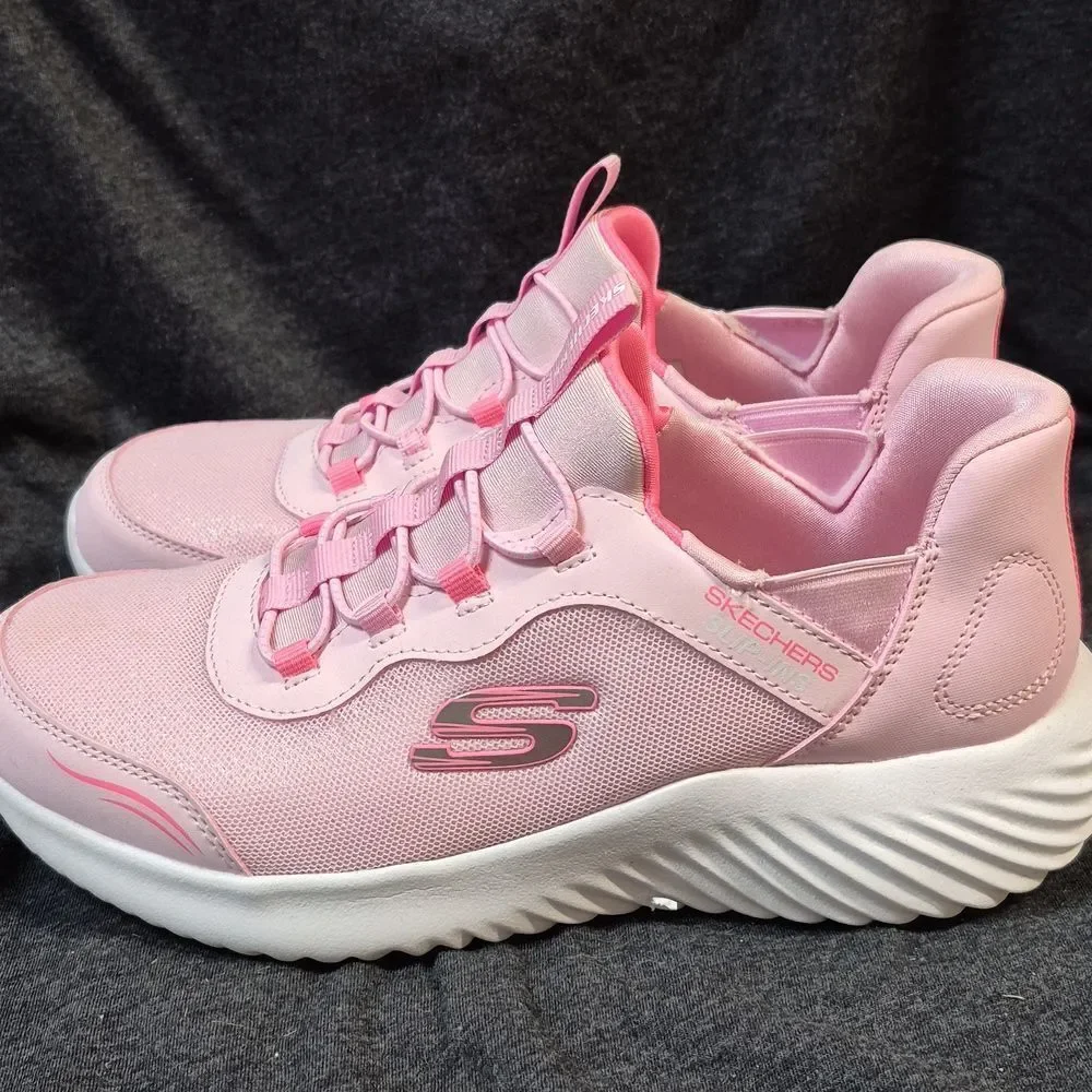 Skechers Size 5 Slip Ins Pink And White Sneakers